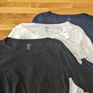 3 J Crew Slub Knit 3/4 Tees, L